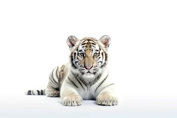 white tiger. Isolated over white background with shade