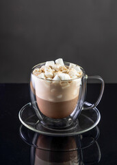 mug with cappuccino and marshmallows