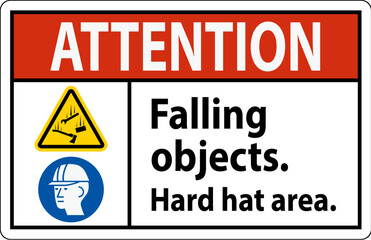 Attention Sign, Falling Objects Hard Hat Area