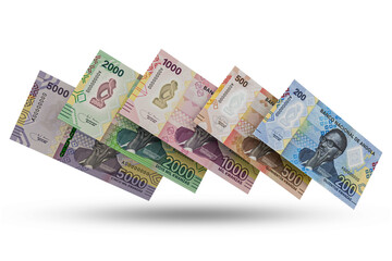 3D rendering of Stacks of Angolan Money Kwanzas New Serie Banknotes