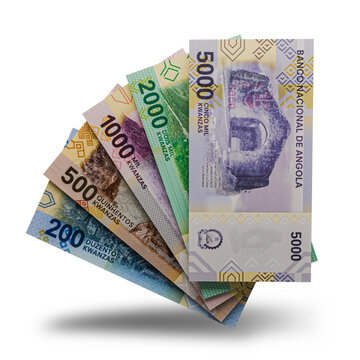3D rendering of Stacks of Angolan Money Kwanzas New Serie Banknotes