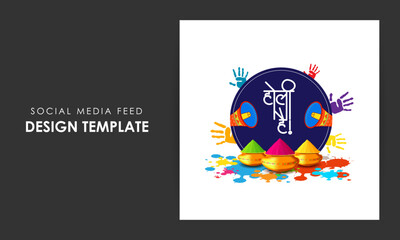 Vector illustration of Happy Holi social media feed template