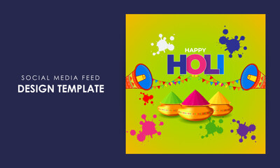 Vector illustration of Happy Holi social media feed template