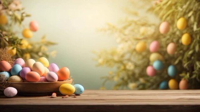 Easter eggs on a table 