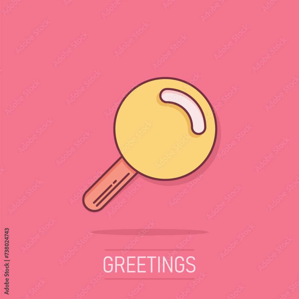 Wall mural loupe sign icon in comic style. magnifier cartoon vector illustration on isolated background. search