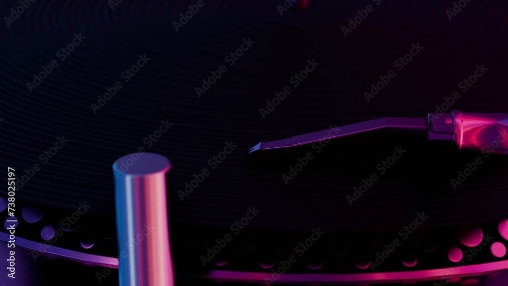 Aufkleber this 3d illustration showcases a vinyl record player with vibrant colors, adding a modern and colorf