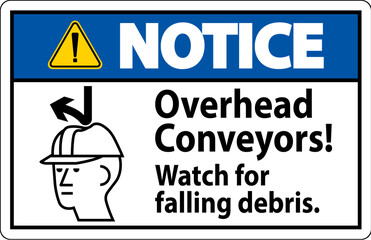Notice Sign, Overhead Conveyors Watch For Falling Debris