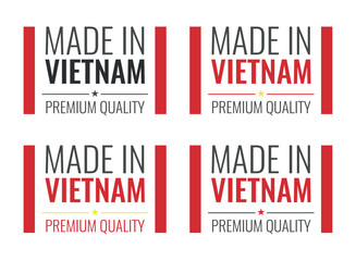 made in Vietnam labels set, Socialist Republic of Vietnam product icons
