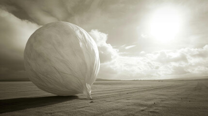 The process of deflation as a symbol of the ping of time as the air escapes from a onceinflated balloon and it returns to its original deflated state. - obrazy, fototapety, plakaty