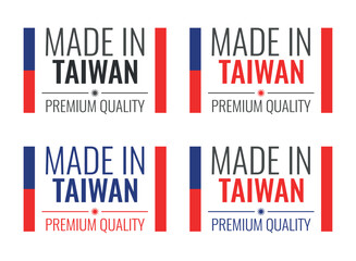 made in Taiwan labels set, Republic of China product icons