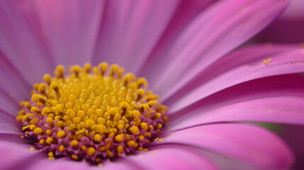 Close-Up of Purple Daisy Flower with Yellow Pollen Center
