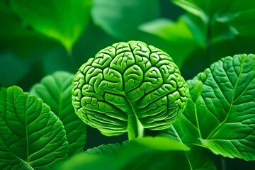 close up of green leaves brain