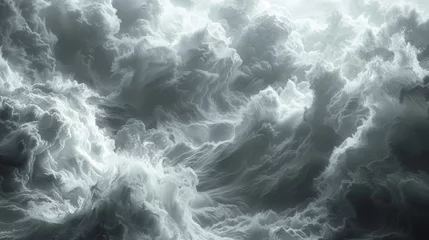 Tuinposter Closeup of frothy tumultuous storm clouds with a mix of smooth and rough textures. © Justlight