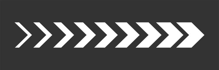 A set of white arrows for business plans, presentations and training on a gray background. A collection of signs, symbols. Arrows indicating the direction of movement. Vector EPS 10.