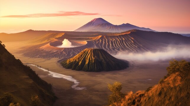 sunrise in the Bromo mountain, Java, Indonesia