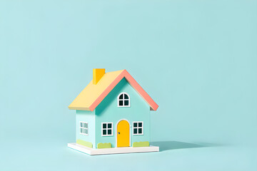 A small, cute model house. simple background. Generative AI
