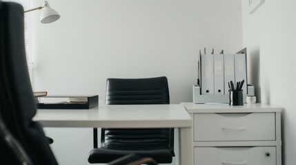 Efficient and Neat Office Environment with White Desk AI Generated.