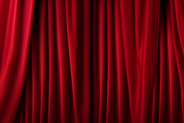 Close up of red stage curtain