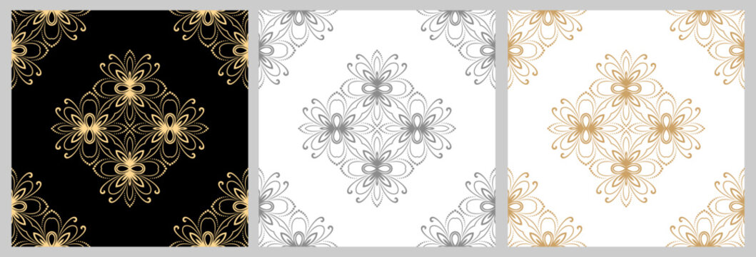 Set of classic seamless vector patterns. Collection of orient ornaments. Classic vintage backgrounds. Orient patterns