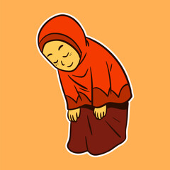 Muslim Girl Praying Vector Illustration