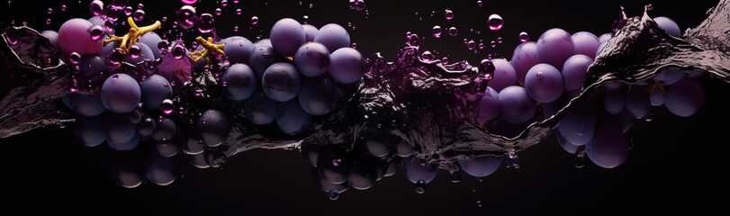 a splash of water
fresh grapes on a black background