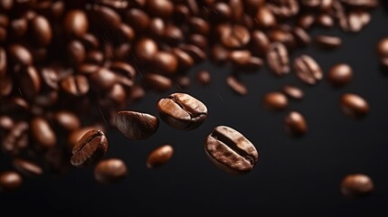 Roasted Coffee Beans Tumbling in the Dark