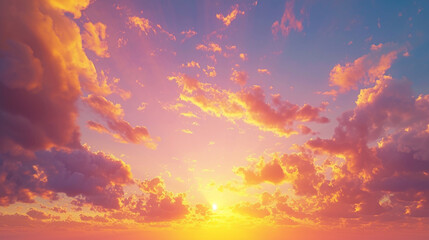 An enchanting image of a real majestic sunset sky background