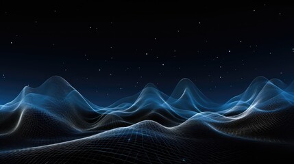 Abstract Digital Waves with Starry Night Background