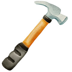 watercolor hammer painting clip art, construction illustration png

