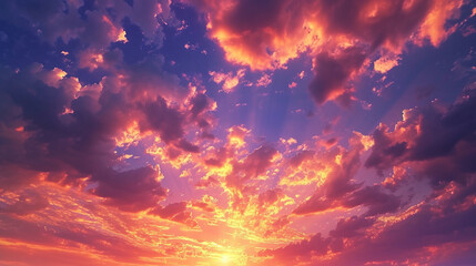 An enchanting image of a real majestic sunset sky background