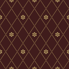 Floral vector brown golden ornament. Seamless abstract classic background with flowers. Pattern with repeating floral elements. Ornament for wallpaper and packaging