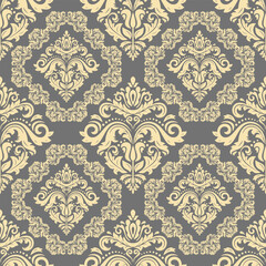 Orient vector classic pattern. Seamless abstract background with vintage elements. Orient gray golden pattern. Ornament for wallpaper