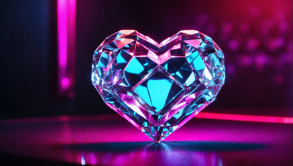 diamond heart on black heart shaped diamond heart of diamonds - obrazy, fototapety, plakaty