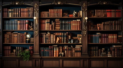 Books background, can be used to depict education, knowledge, learning or library themes - obrazy, fototapety, plakaty