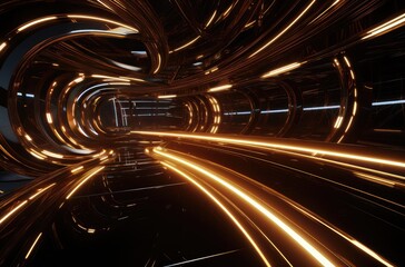 Futuristic Sci-Fi Tunnel with Glowing Lights