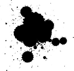 black color painting splash splatter on white background