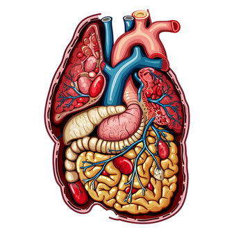 3d Human Organs set sticker style over transparent background - Ai generated