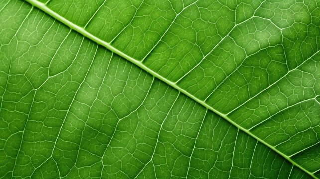 Vibrant Green Leaf Texture in Close-Up