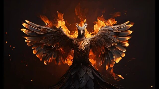 Legendary fire bird. AI generative
