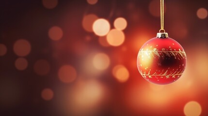 Festive Red Christmas Ornament Blurred Lights Background