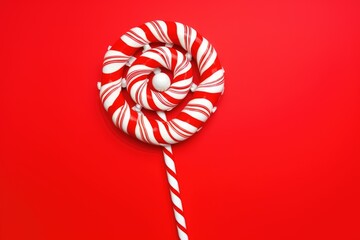 Abstract Red and White Spiral Lollipop Design