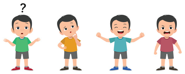 kid child expression vector illustration set.