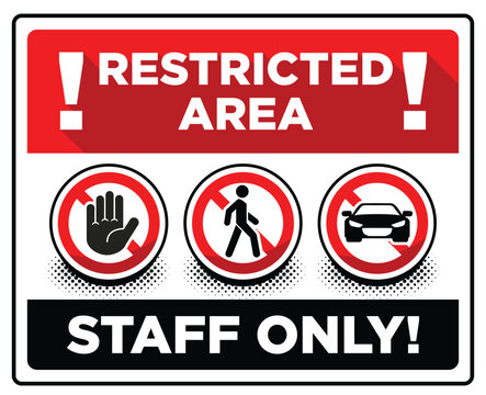 Restricted Area, staff only symbol sign. Vector on transparent background
