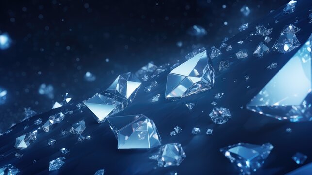 Sparkling Diamonds Scattered on a Dark Blue Surface