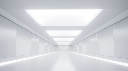 Futuristic Minimalist White Corridor Interior Design