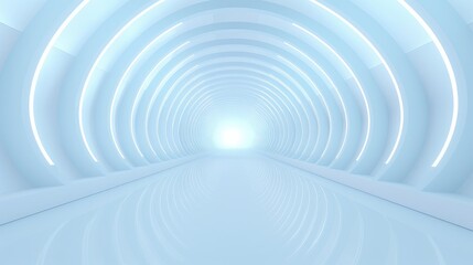 Futuristic Blue-Lit Tunnel Corridor Perspective