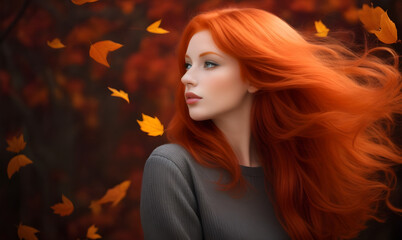 Redhead Woman in Autumn 
