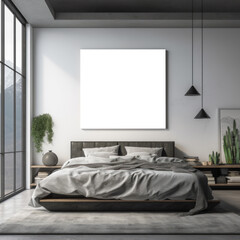 Contemporary Bedroom with Blank Picture Frame
