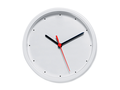 Round wall clock, transparent background