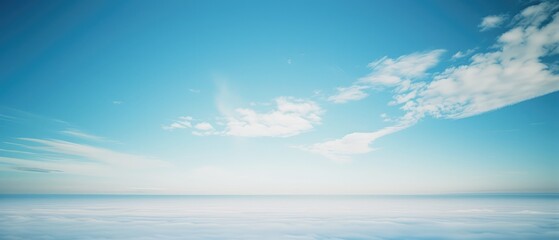 Naklejka na ściany i meble Serene Blue Sky and Fluffy Clouds Panorama